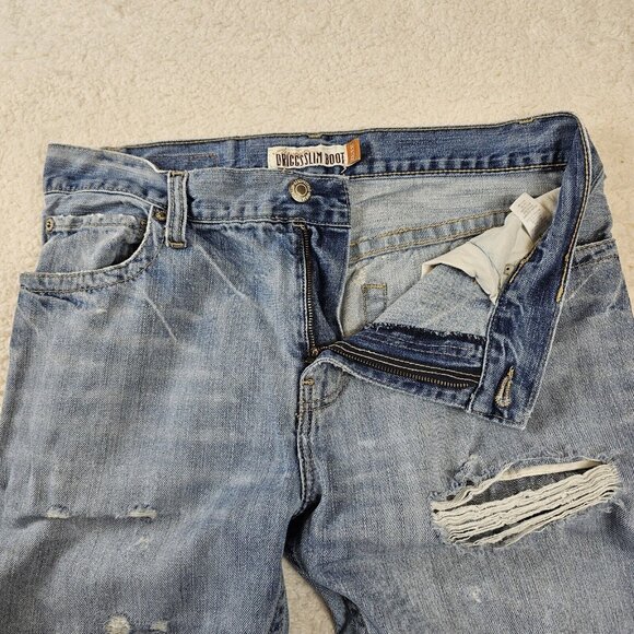 Aeropostale Jeans Men's 33X32 Driggs Slim Boot Light wash Blue Denim Distressed - Picture 10 of 16